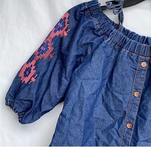 Limited Too Denim Dress with Pink Embroidery size 8 - Picture 2 of 7